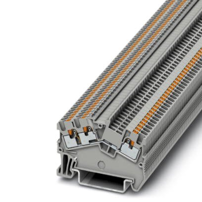 Phoenix Contact Multi-Conductor - Desk Design Terminal Block; PTS 1.5/S-TWIN; 15A; 600V; 1-Level; #26 - #14; Push-In Connection; Gray